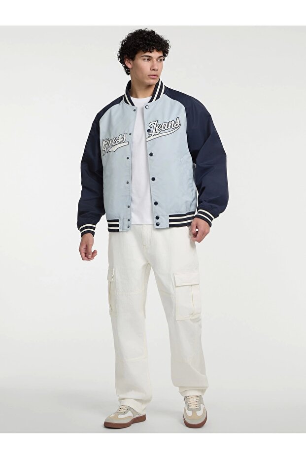 GJ RAGLAN BOMBER WITH PATCH Erkek Mavi Ceket M5GL32WHAA2-G7O7 - 2