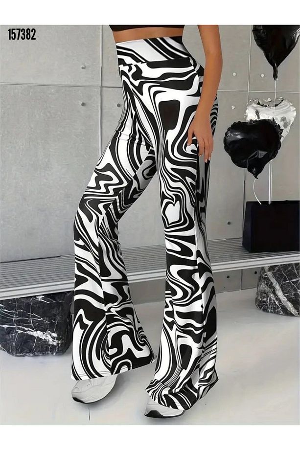Kadın Yüksek Bel Zebra Desenli Tayt - 2