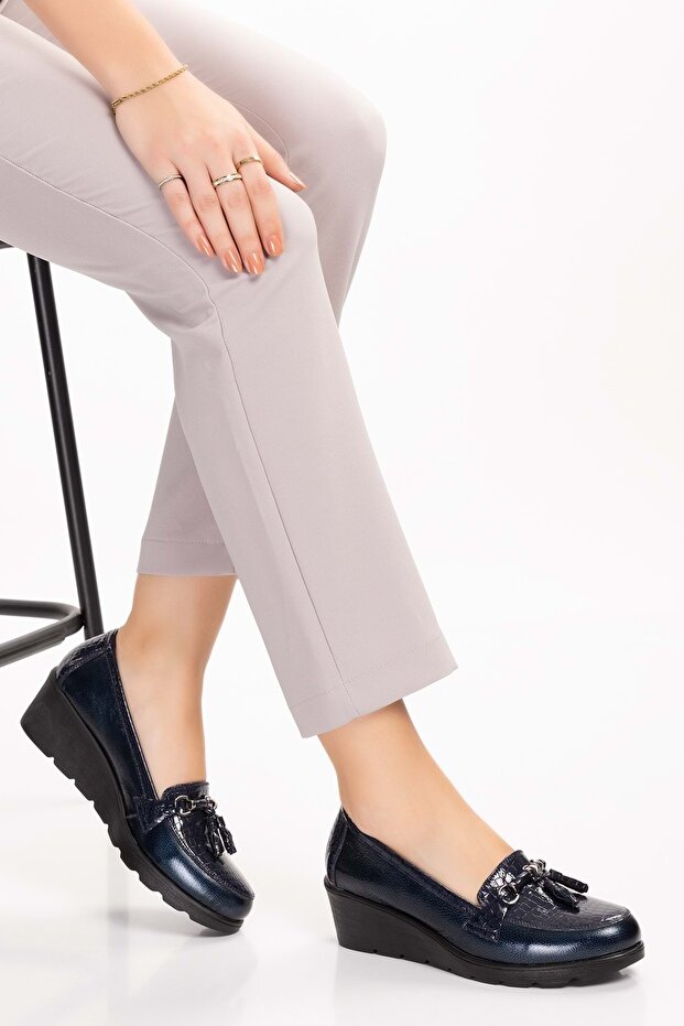 Women's Genuine Leather Wedge Heel Comfortable Stylish Mom Shoes Ell.6821