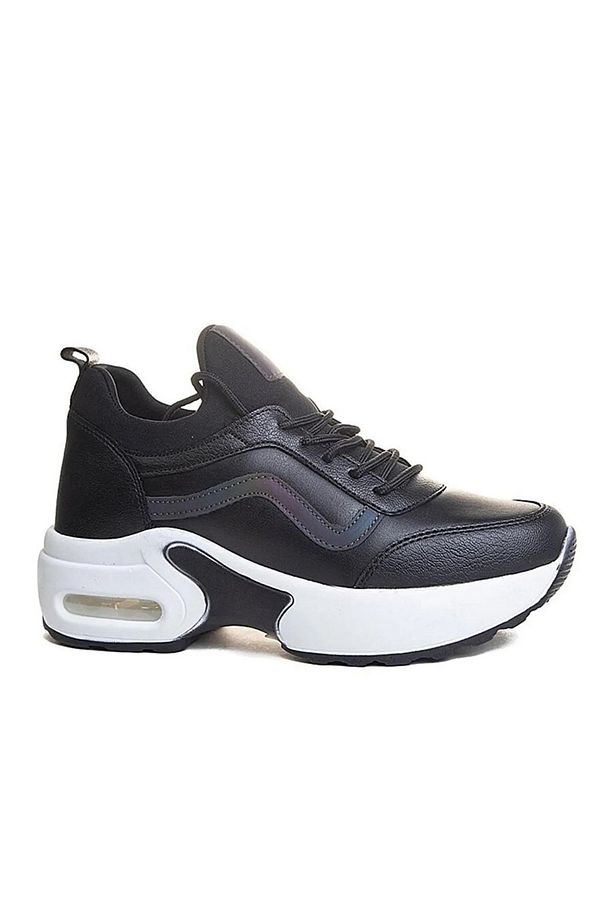 Siyah - Air Taban Anoraklı Rahat Yumuşak Unisex Spor Ayakkabı - 1