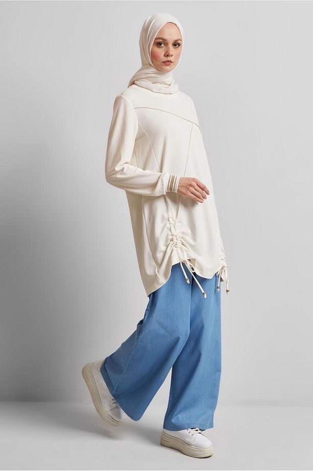 PAMUKLU GENİŞ PAÇA PANTOLON 70752 - 4