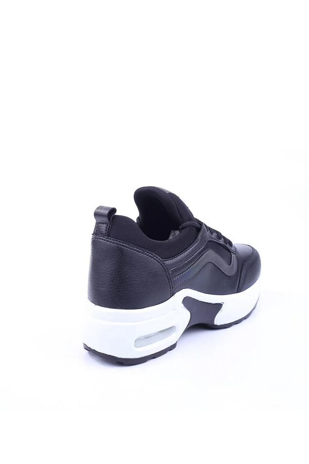 Siyah - Air Taban Anoraklı Rahat Yumuşak Unisex Spor Ayakkabı - 4