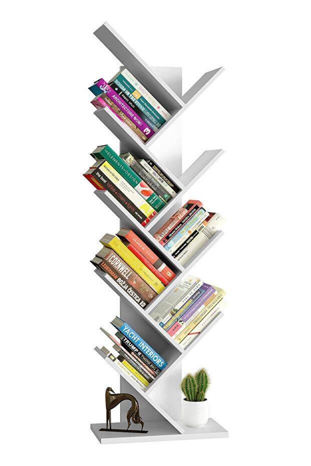 9-Shelf Tree Bookshelf, Floor Standing Bookcase, Storage Shelves Suitable for CD and Books - 7