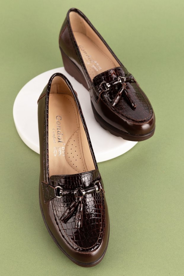 Women's Genuine Leather Wedge Heel Comfortable Stylish Mom Shoes Ell.6821