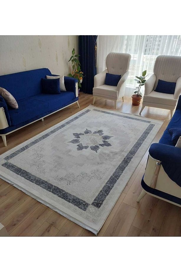 %100 Akrilik (Yün) 4 Metrekare Salon Halısı Modern Sık Dokuma Oturma Odası Halısı Lacivert Halı - 1