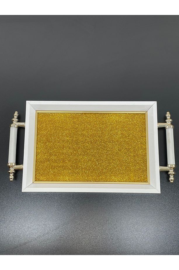Lüks Simli Sunum Tepsisi Yaldızlı Tepsi 32*17CM - 1