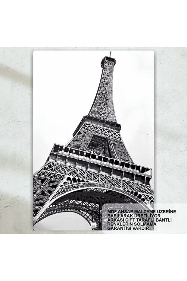 frrance paris eiffel tower black and white photo retro wood poster painting