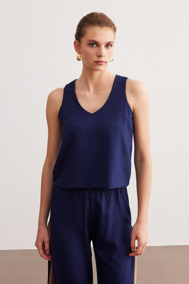 Lacivert Basic Krep Takım - 3