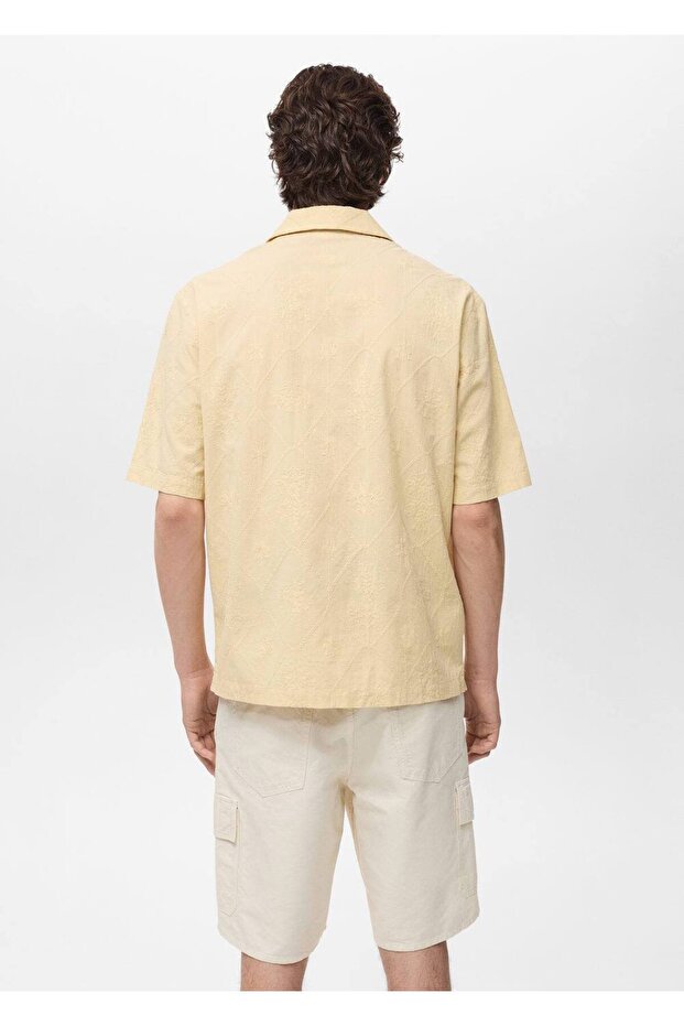 İşlemeli bowling yakalı gömlek - 4