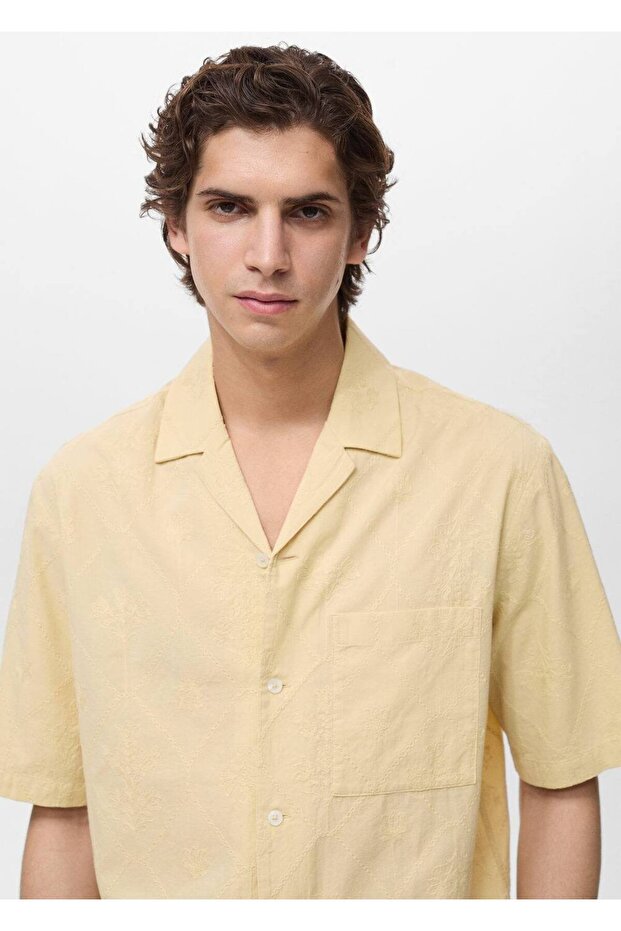 İşlemeli bowling yakalı gömlek - 6