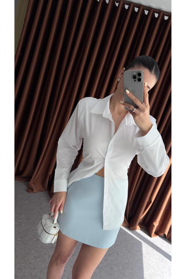 Basic Blue Mini Skirt - 2