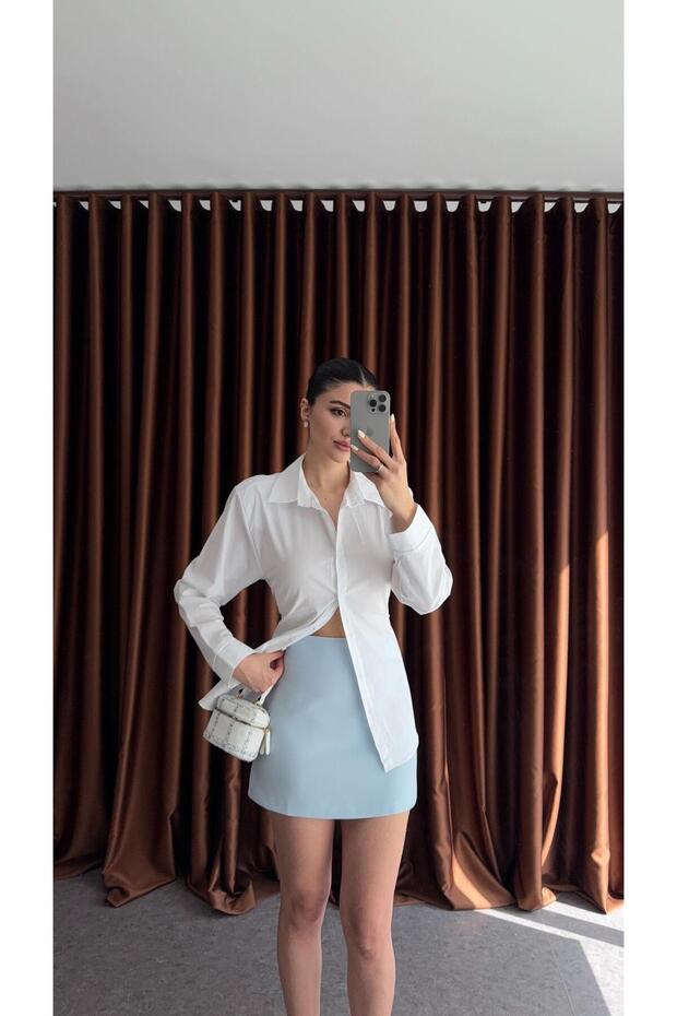 Basic Blue Mini Skirt - 1