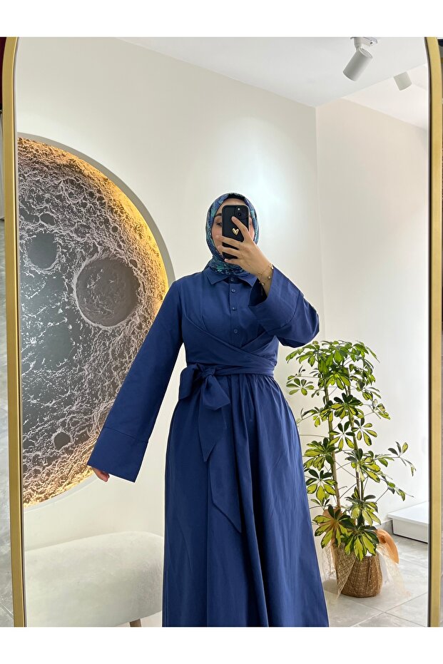 Belden Bağlamalı Elbise - 5