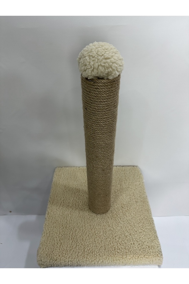 Yumuşacık Peluş Doku Tekli Kedi Tırmalama Tahtası %100 Doğal Jüt Halat 42 Cm Soft Renkler - 4