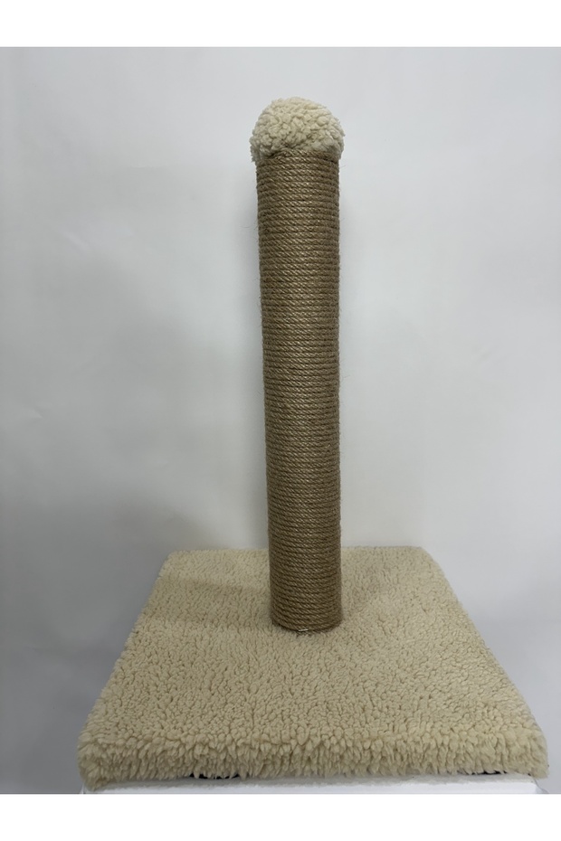 Yumuşacık Peluş Doku Tekli Kedi Tırmalama Tahtası %100 Doğal Jüt Halat 42 Cm Soft Renkler - 3