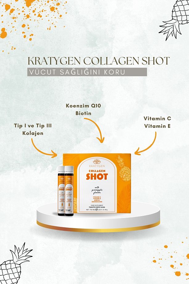 Ananas Aromalı Kolajen Shot 30x25ml Tip 1 Ve Tip 3 Hidrolize Sıvı Kolajen - 2