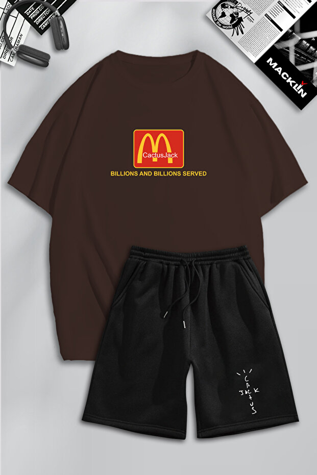Unisex Men Women Cactus Jack Billions Printed Special Design Oversize Tshirt and Shorts Set