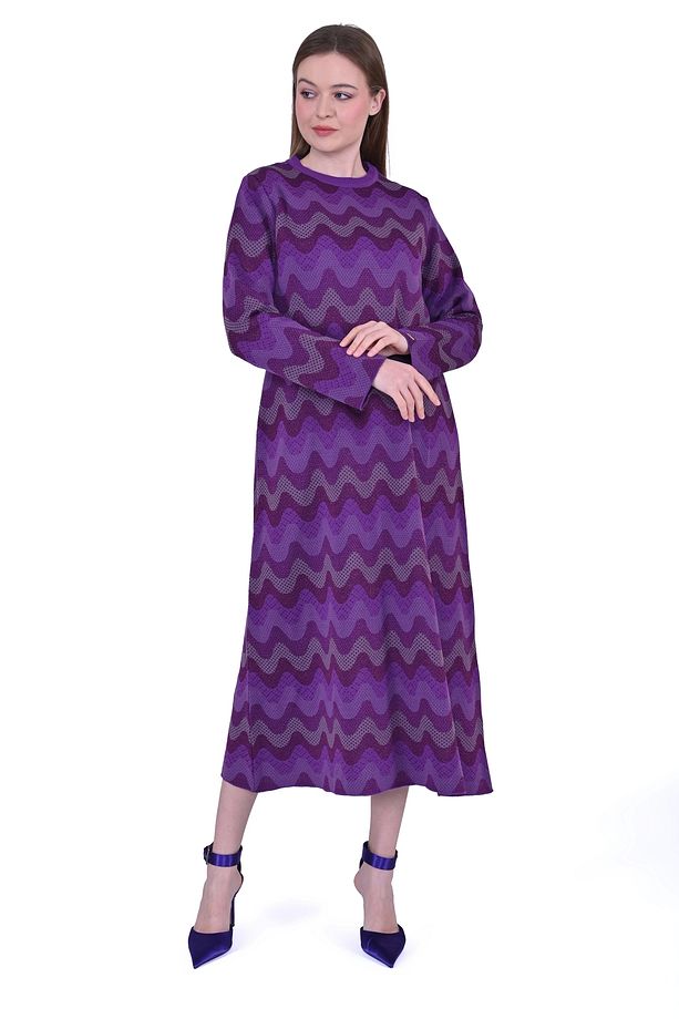 İNVEE 6838 Mor Triko Elbise - 3
