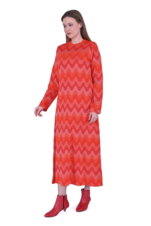 İNVEE 6838 Oranj Triko Elbise - 5