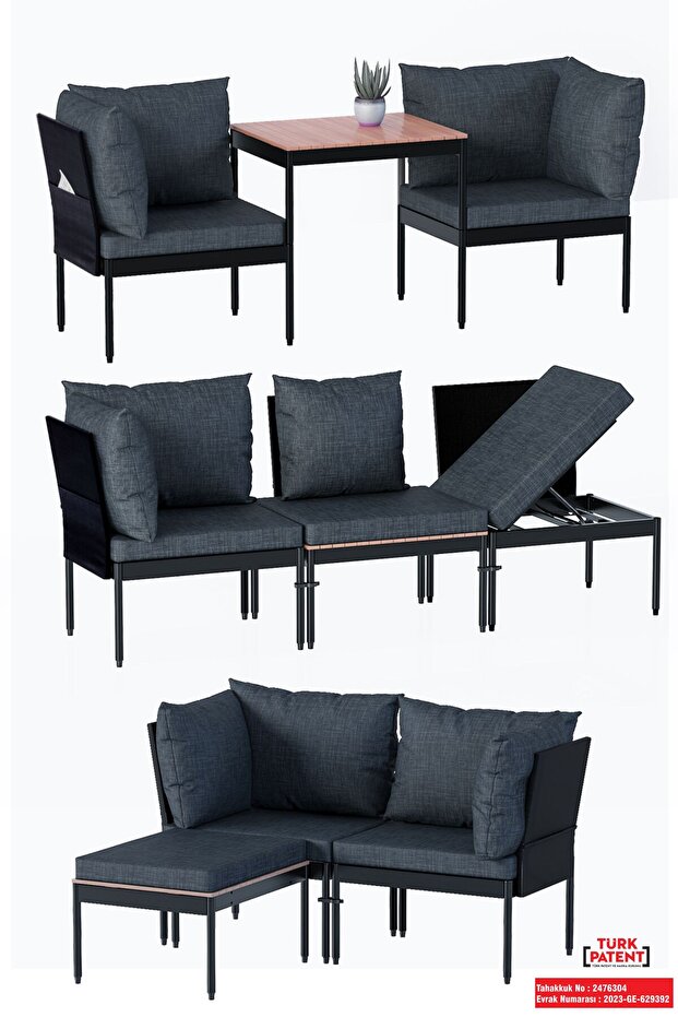 limni home Mini Multilounge Bahçe Balkon Mobilyasi, Şezlong