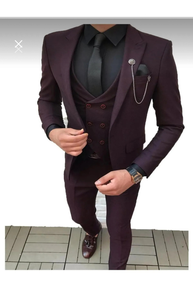 Slim Fit Vest Men's Suit