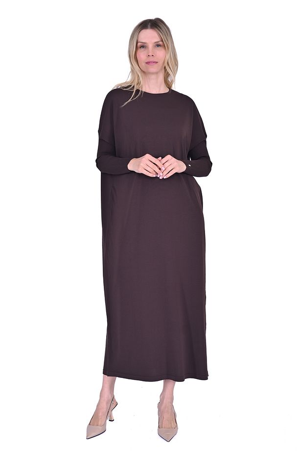 İNVEE 5747 Kahve Triko Elbise - 1