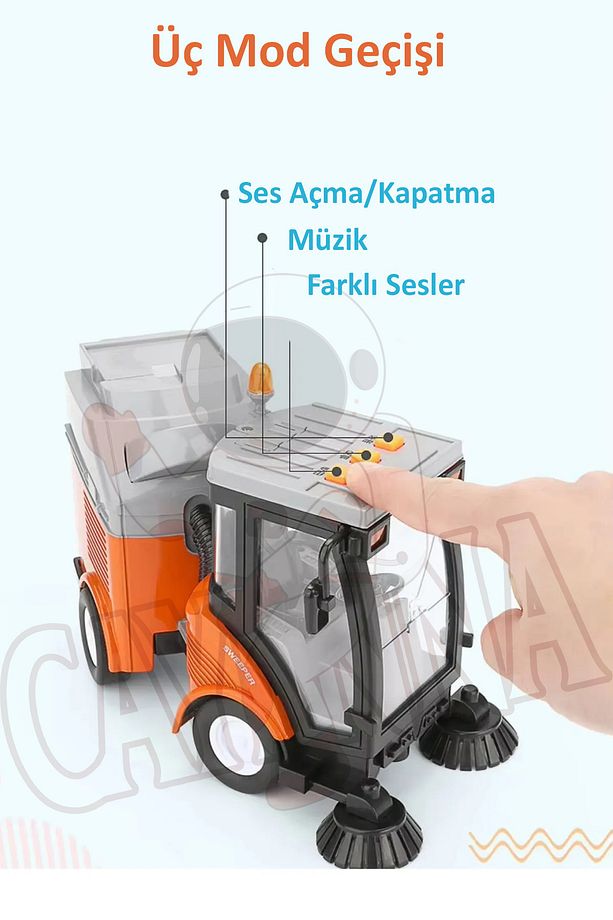Oyuncak Sesli Ve Işıklı Sürtmeli Temizlik Ve İnşaat Araçları 3 Farklı Ses Modu - 9