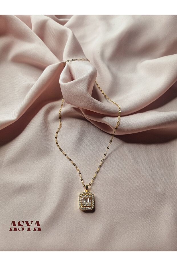 Luce Gold Renk Çelik Kolye - 1