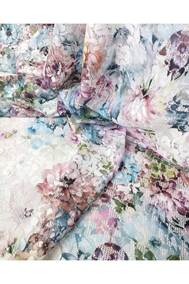 Flower Patterned Thin Lacewidth: 160 cm - 5