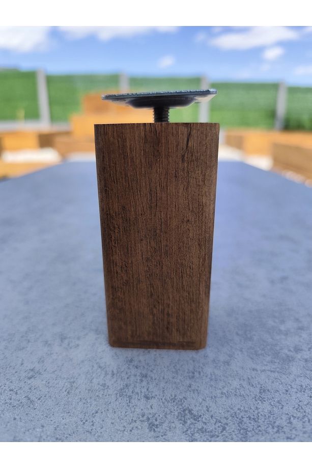 Ahşap Koltuk Komodin Şifonyer Mobilya Ayağı Yuvarlatılmış M8 Vidalı 12 Cm Masif Ahşap Ayak - 3