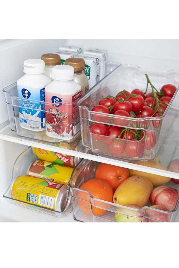 8-Pieces Refrigerator Organizer, With Side Handles, 31.5x15.5x9cm, Storage Container for Kitchen