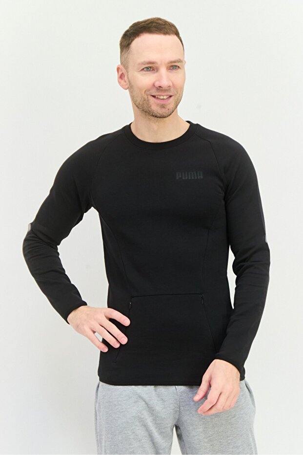 Men Sportswear Fit Long Sleeve Outdoor T-Shirts, Black