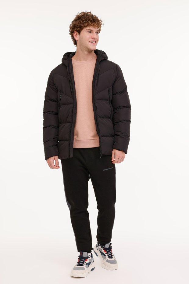 ml Block Coat 4pr Siyah Erkek Kısa Kaban - 3
