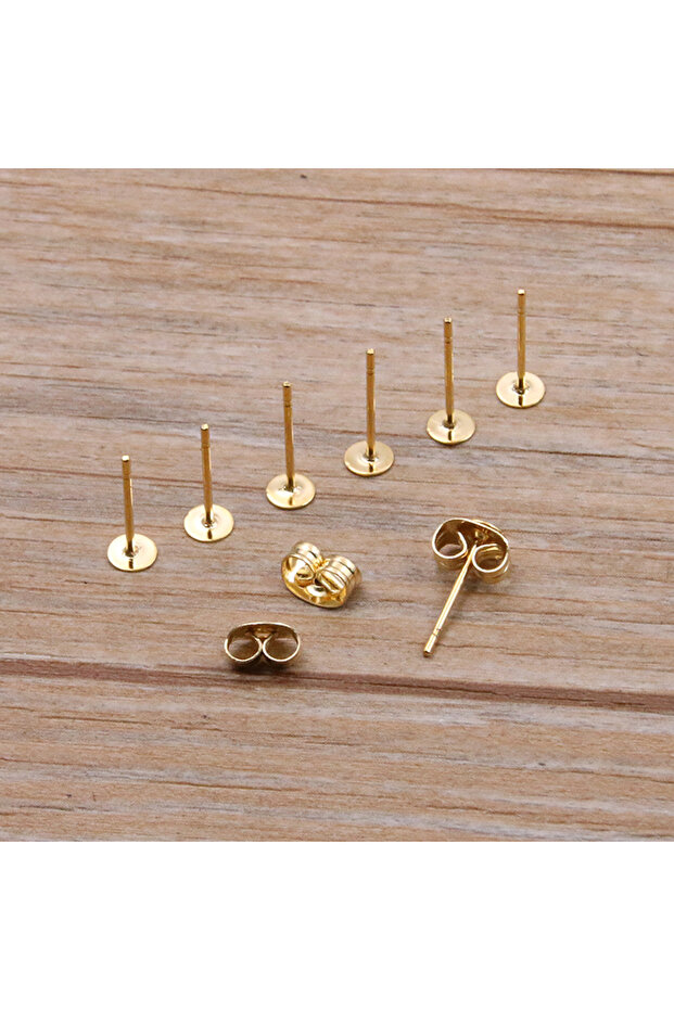 4mm-50pcs 50-100pcs 2 Color Stainless Steel Earring Studs Blank Post Base Pins With Plug Findings Ea