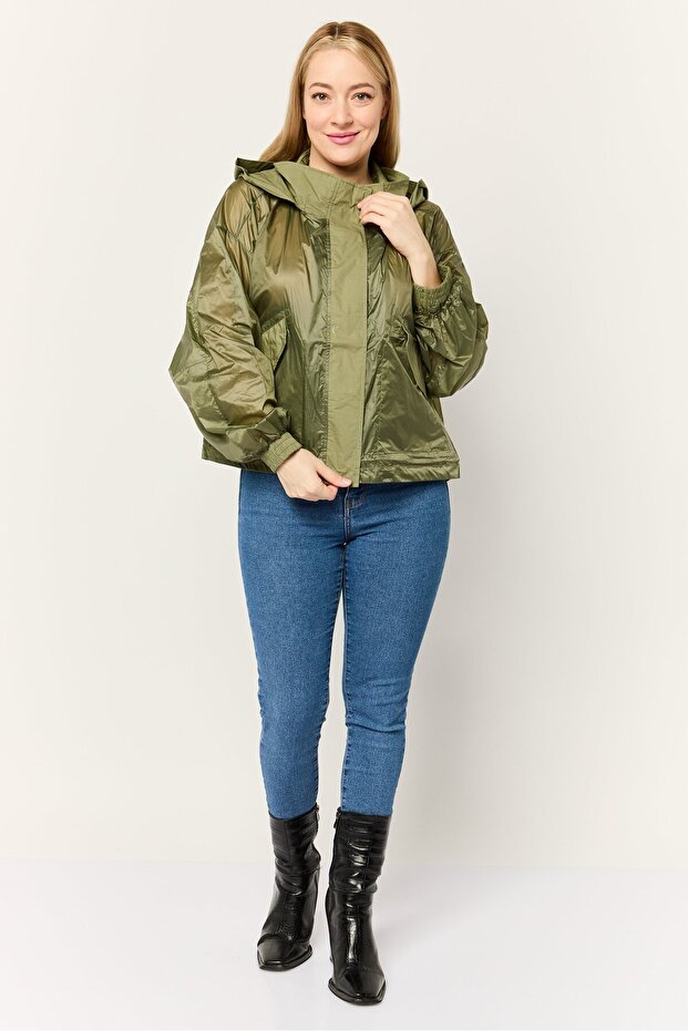 جاكيت نسائي سادة بغطاء رأس، متعدد الألوان - 3