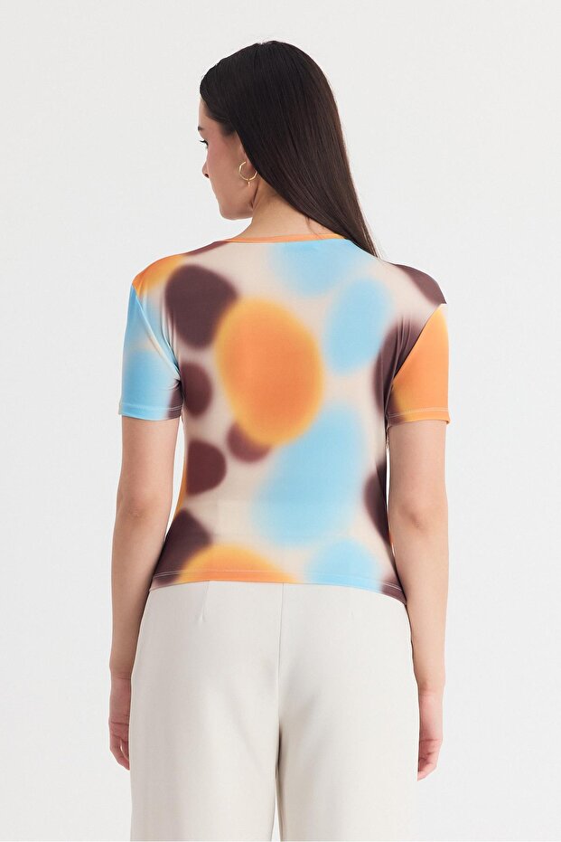 بلوزة ساندي صفراء منقوشة 12303 - 5