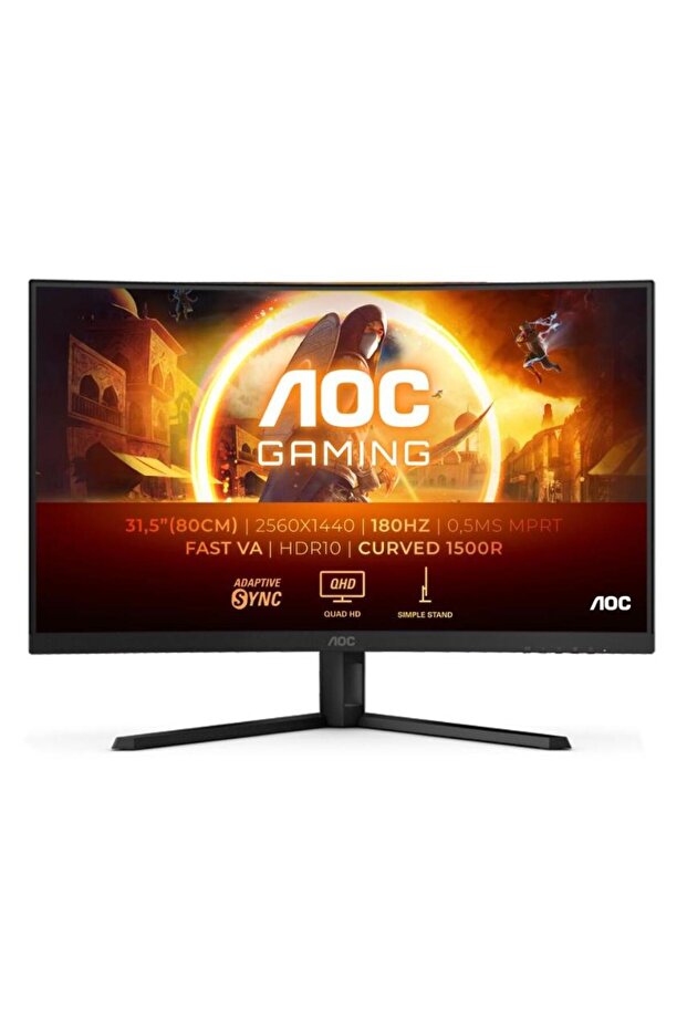 Monitor Gaming Fast VA LED AOC 31,5" CQ32G4VE, QHD (2560 x 1440), Ecran curbat, 180 Hz, 0,5 ms - 1