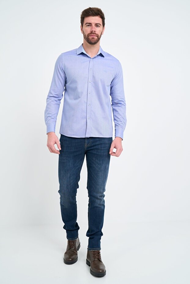 Men's solid color shirt with logo - 8