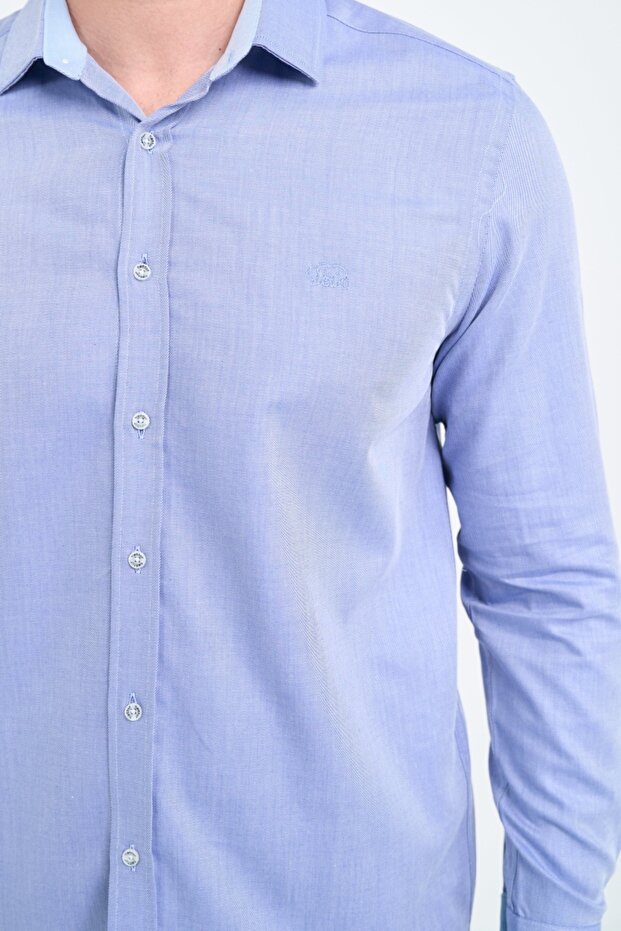 Men's solid color shirt with logo - 4