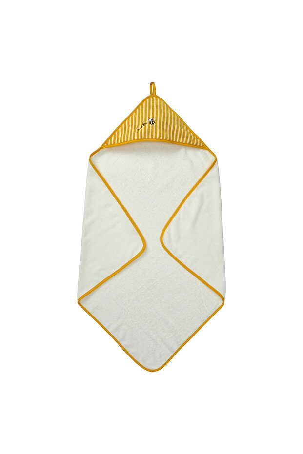 GRÖNFINK Baby towel with hood, yellow, 80 x 80 cm