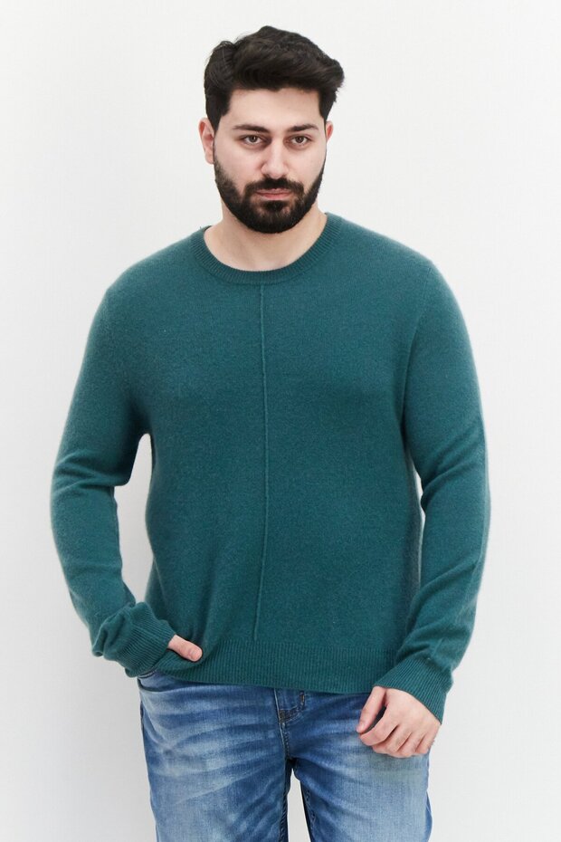 Men Crew Neck Long Sleeves Knitted Sweater, Green