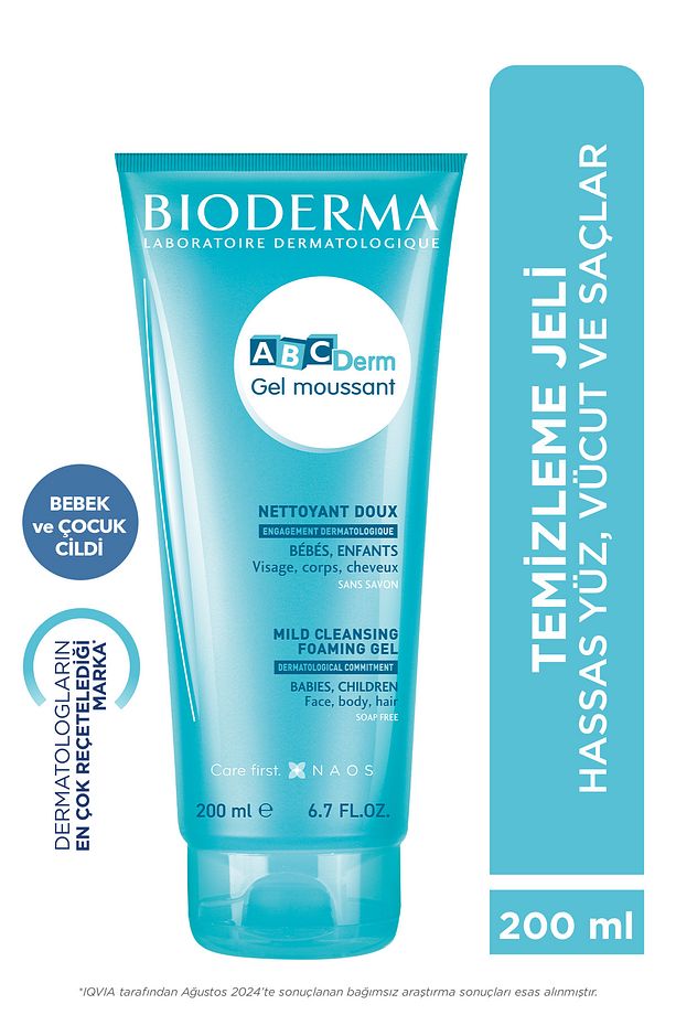 ABCDerm Foaming Cleanser Bebek, Çocuk Yüz, Saç, Vücut Temizleyici Şampuan Kuru, Hassas Cilt 200 ml - 1