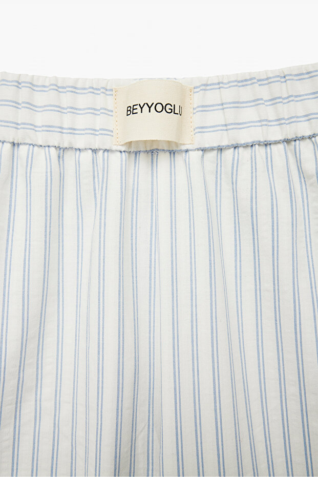 Çizgili Poplin Pantolon - 6