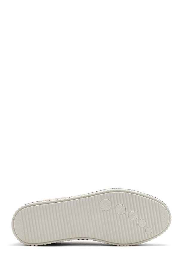 Kadın Bej Bağcıklı Kalın Tabanlı Süet Deri Sneaker 25SFD501810 - 4
