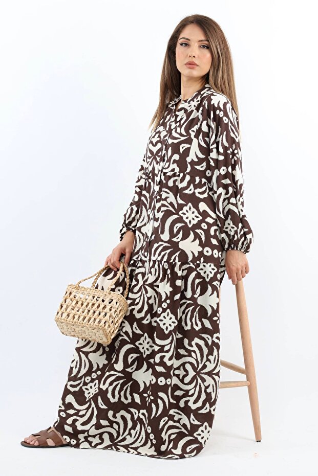 Prive Women's Showy Brown 100% Viscose Maxi Dress