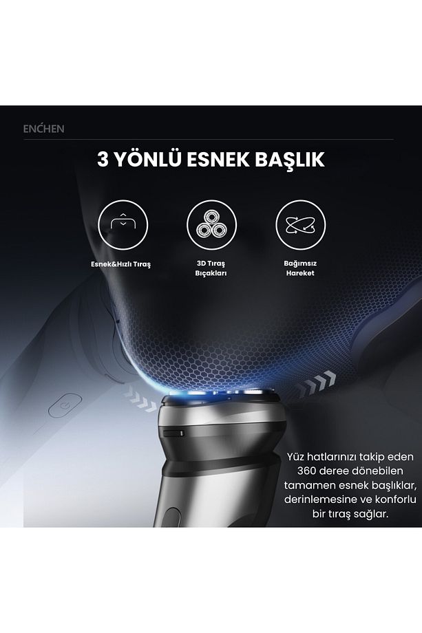 Blackstone Max Siyah Çift Yönlü Kavisli Bıçaklı Şarjlı Islak-Kuru Tıraş Makinesi - 6