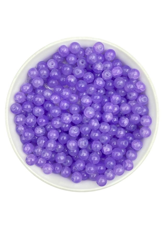 50Gr 8mm Glass Lilac/Purple Cracked Frosted Beads for Jewelry, Hobby, Accessory Making Bead (50Gr, ~75Pcs)