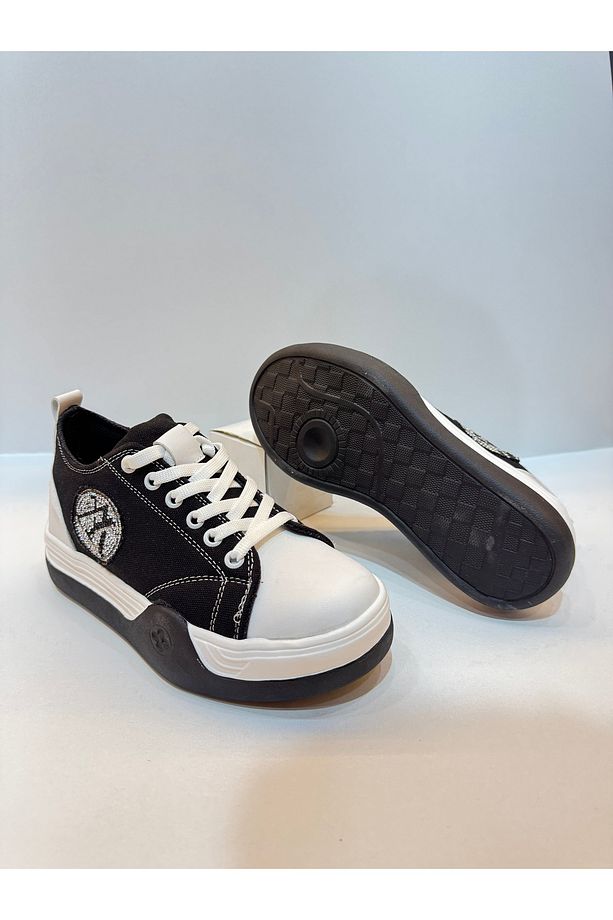 Kadın Taşlı Bağcıklı Şık Sneaker Ayakkabı Rahat TPU Lüks Taban RM777 - 3