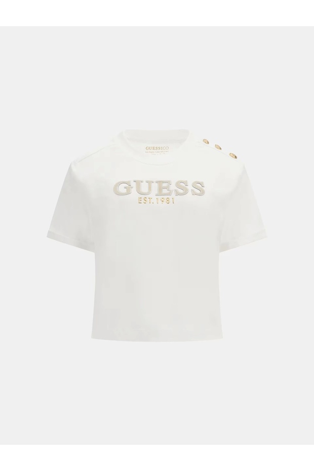 CN SS CROPPED WASHED LOGO TEE Kadın Beyaz T-shirt W5GI15K8FQ4-G011 - 5