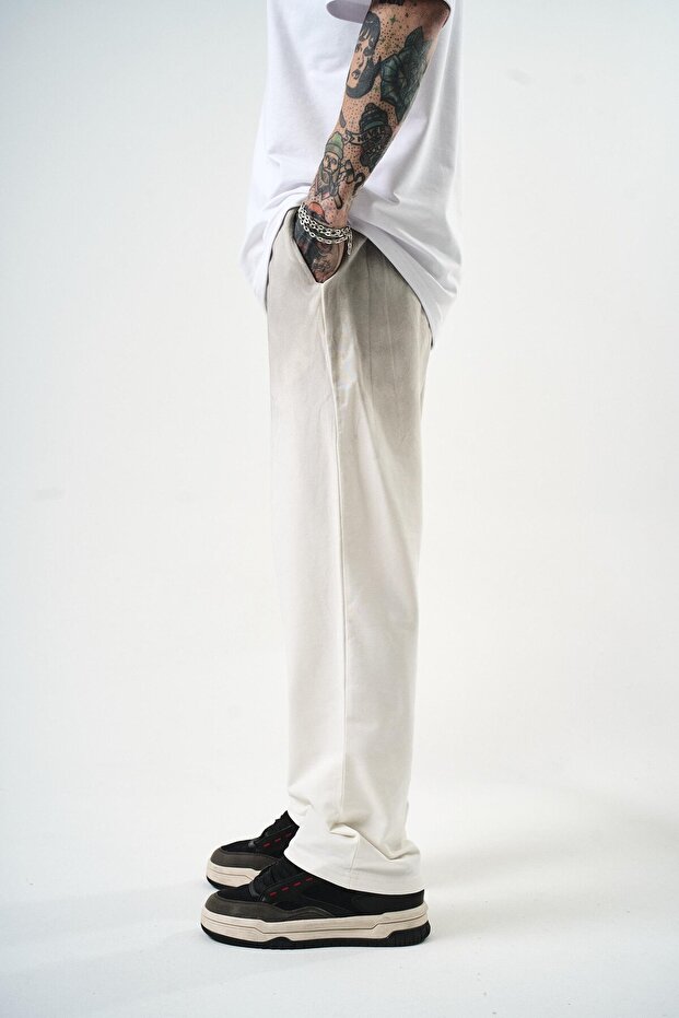 Erkek Sprey Baggy Eşofman Altı Ekru - 3